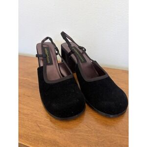 Unlisted By Kenneth Cole Black Velvet Black Heel Slingback Women's 8.5M Y2K